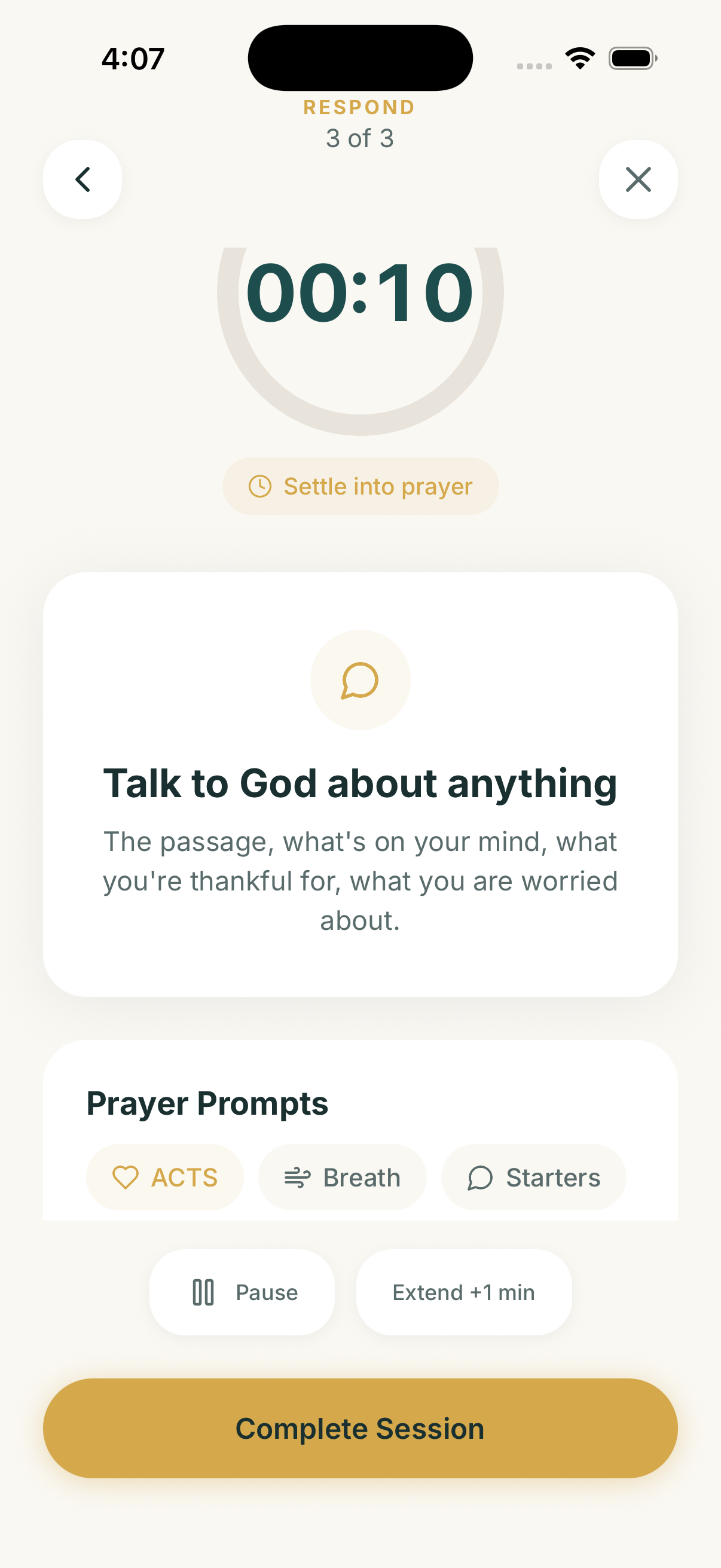Respond step - journaling and prayer